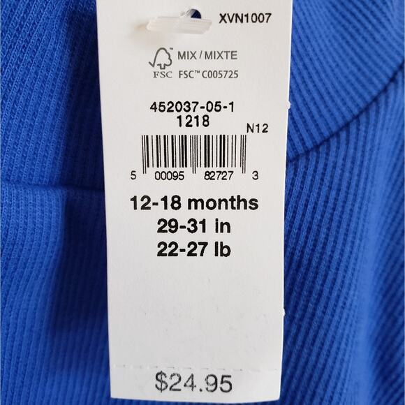 NEW! Gap Toddler Girl's Blue Puff Sleeve Turtleneck Shirt 12-18 Months - Picture 6 of 6